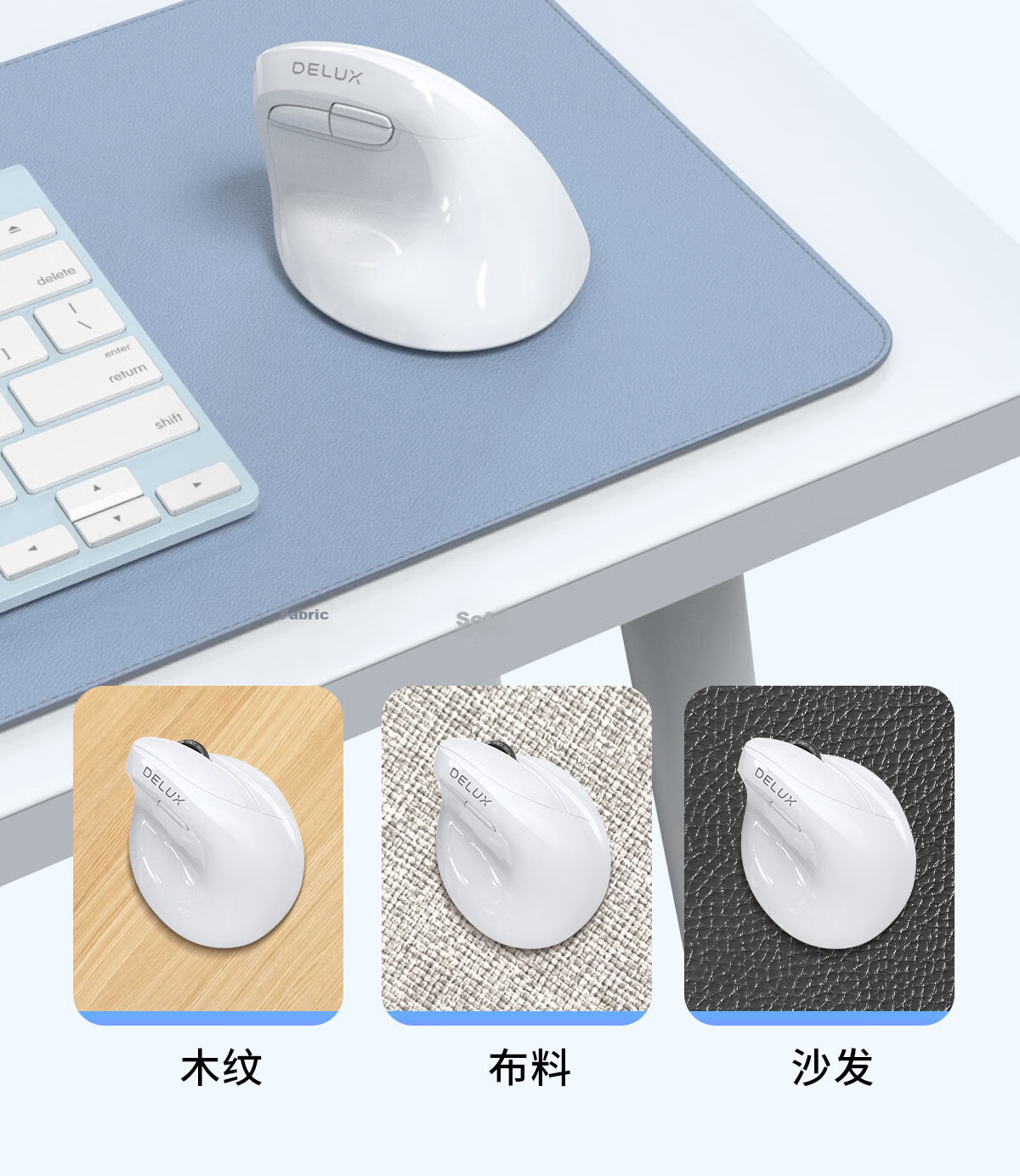 Delux M618mini Wireless Mouse, Bluetooth Mouse, Ergonomic, Vertical Standing, Dual-Mode Rechargeable, for Office And Laptop Use, Quiet Clicks, Iron Gray Color 22