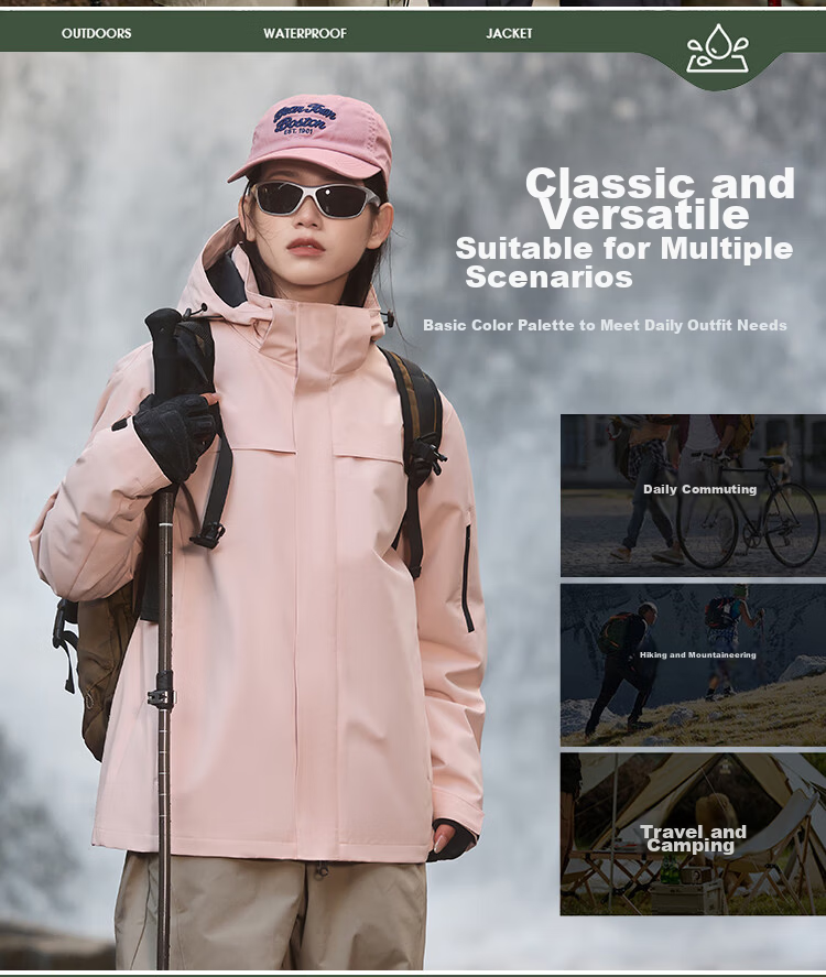 JEEP SPIRIT Unisex Outdoor 3-in-1 Jacket Windbreaker Glacier Blue M 6