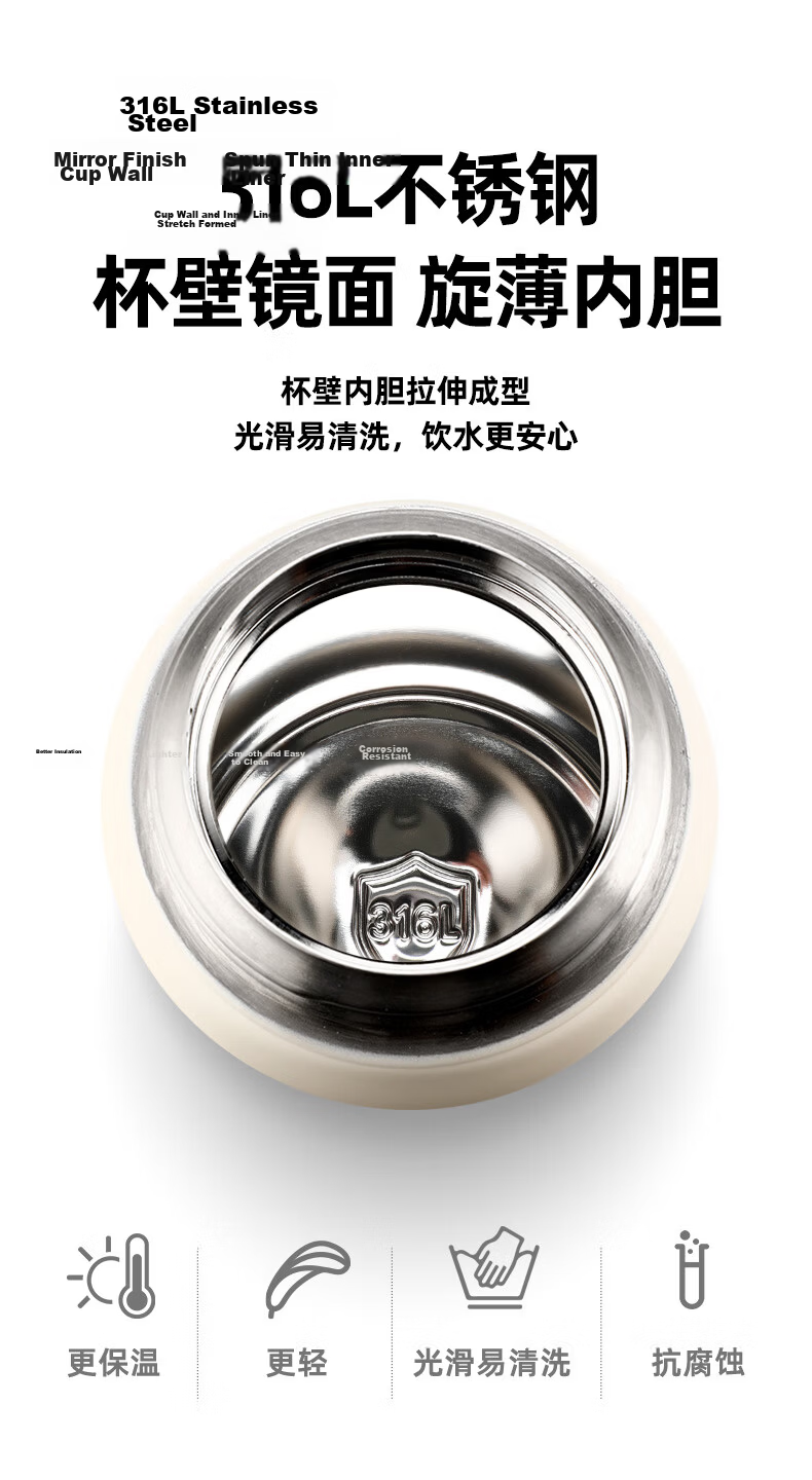 Fuguang Insulated Tumbler with Flip Lid 316L Stainless Steel Large Capacity Student Long-lasting Thermal Water Bottle Car Travel Gift 4