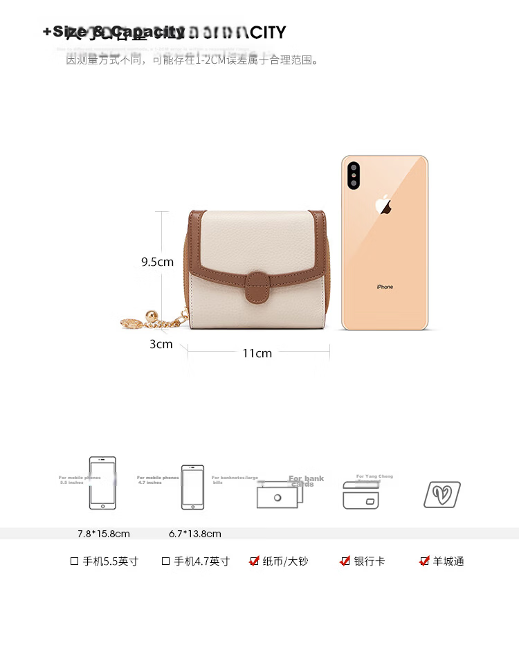 Kouyi Women's Short Wallet Genuine Leather Mini Fashion Coin Purse Student Birthday Gift for Girlfriend Wife 18