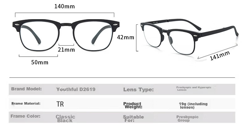 Nianqingtai Anti-Blue Light Reading Glasses, Tianfu Series, for Men And Women, High Definition Ultra-Light Presbyopic Glasses for Middle-Aged And Elderly, TF8008+350 Degrees 19