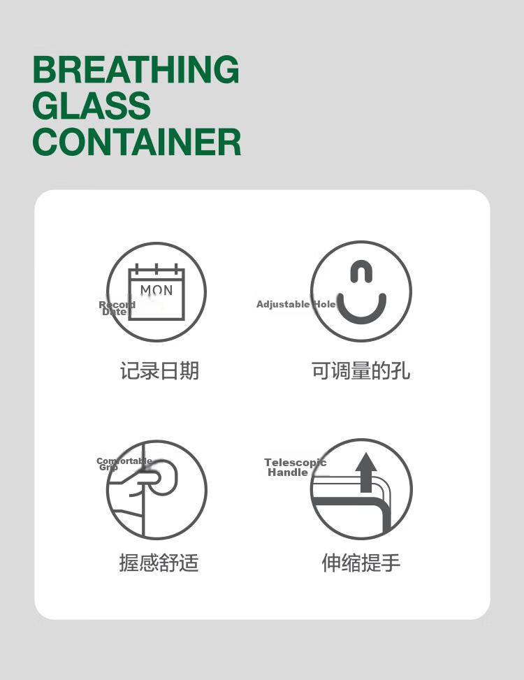 LOCK&LOCK Breathable Fermentation Glass Storage Jar 1L Green for Wine, Laba Garlic, Jam, Pickles Sealed Container 2