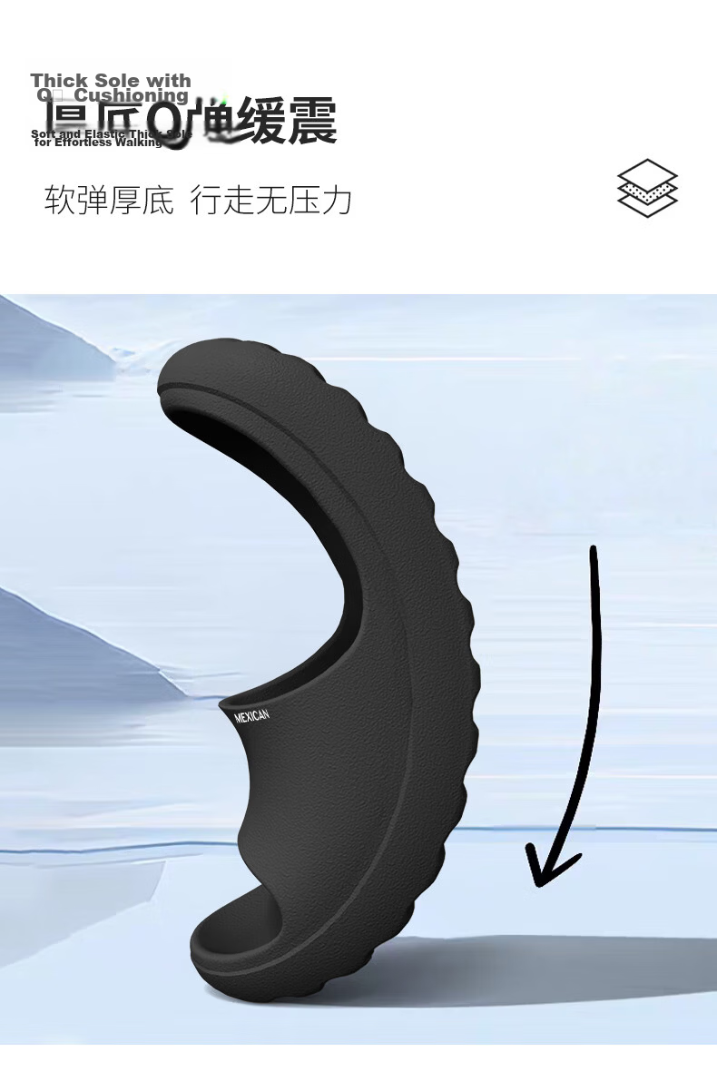 MEXICAN Slippers for Men, Quick-Drying Outdoor Wear, Summer Home Use, Couples' Sandals, Bathroom Shower Non-Slip Silent, Black 44-45 7