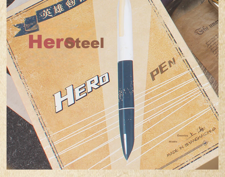 HERO Fountain Pen 616S, Metal Barrel with Hidden Nib, Classic Retro Upgraded Version, Midnight Red, EF Hidden Nib 20