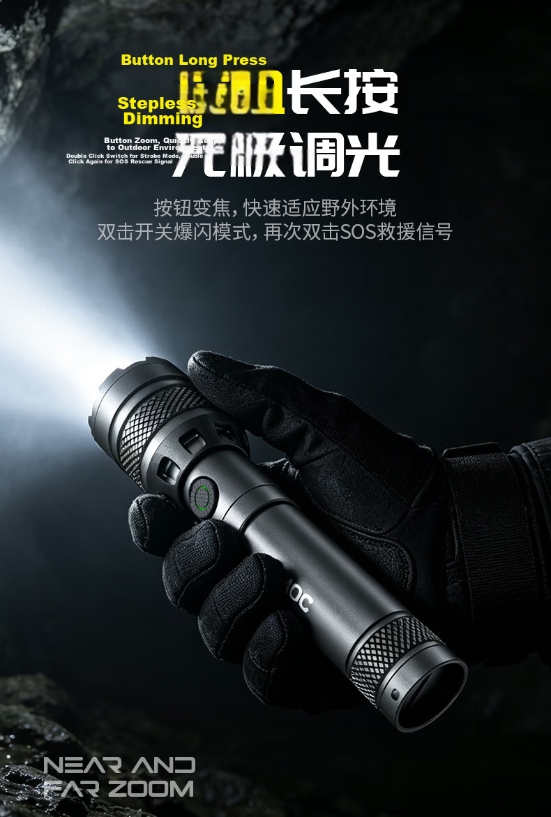 AOC Zoomable High-Power Flashlight Bright Long-Range High Lumen Long Battery Life Outdoor Adventure Patrol Emergency Light 13