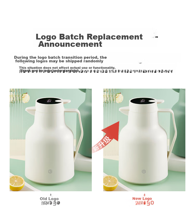 JD Original Insulated Bottle, Smart Temperature Display Large Capacity Glass Inner Hot Water Kettle Thermos for Dormitory And Office Use, Gray Bean Green 1.5L 5