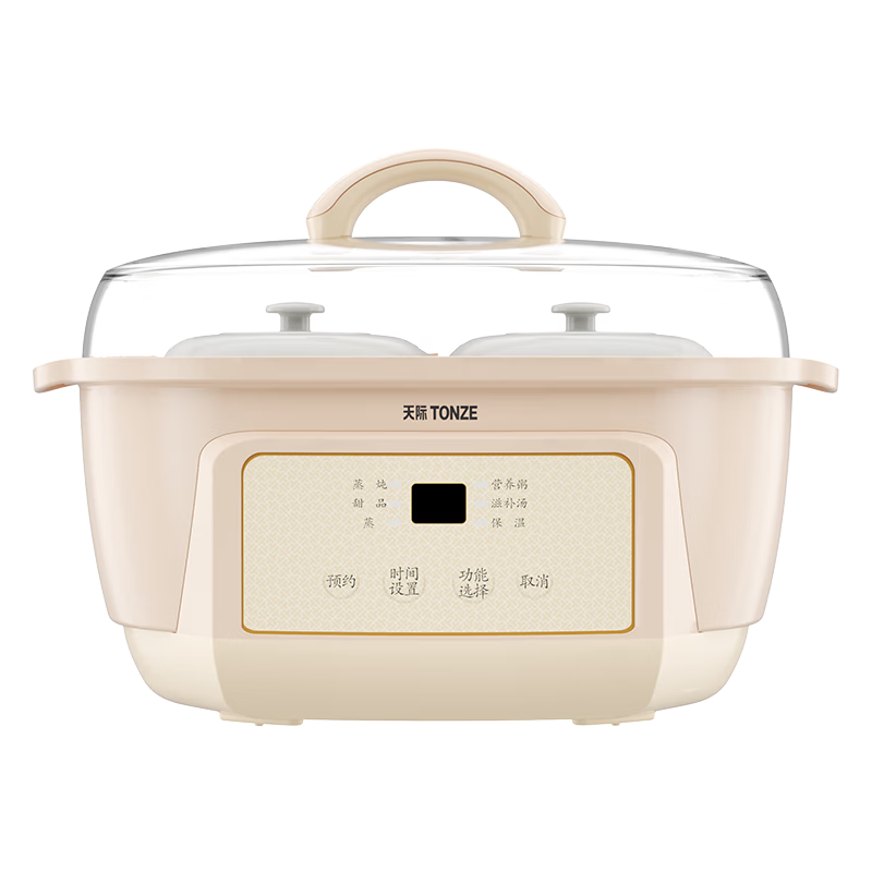 TONZE Electric Stew Pot Water Bath Stew Soup Cooker Baby Food Porridge Maker Health Bird's Nest Stew Pot White Ceramic Inner Pot DGGD23A183BBW 1.8L