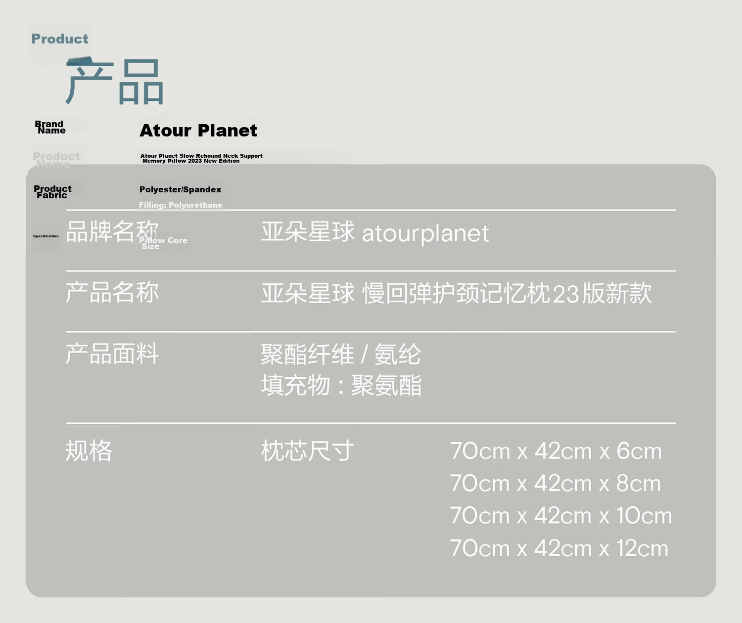 Atour Planet Slow Rebound Memory Foam Pillow Neck Support Basic Hotel Sleep Dormitory Low Pillow 8cm Single Piece 7
