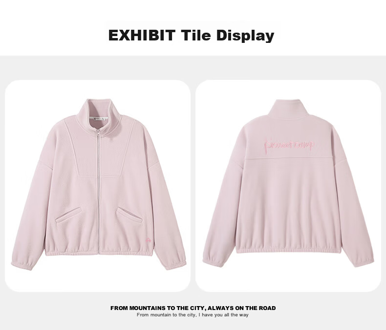 Pioneer Camp Women's Short Fleece Autumn Stand Collar Warm Jacket Fleece Lined Loose Sports Outdoor Fleece Coat 20