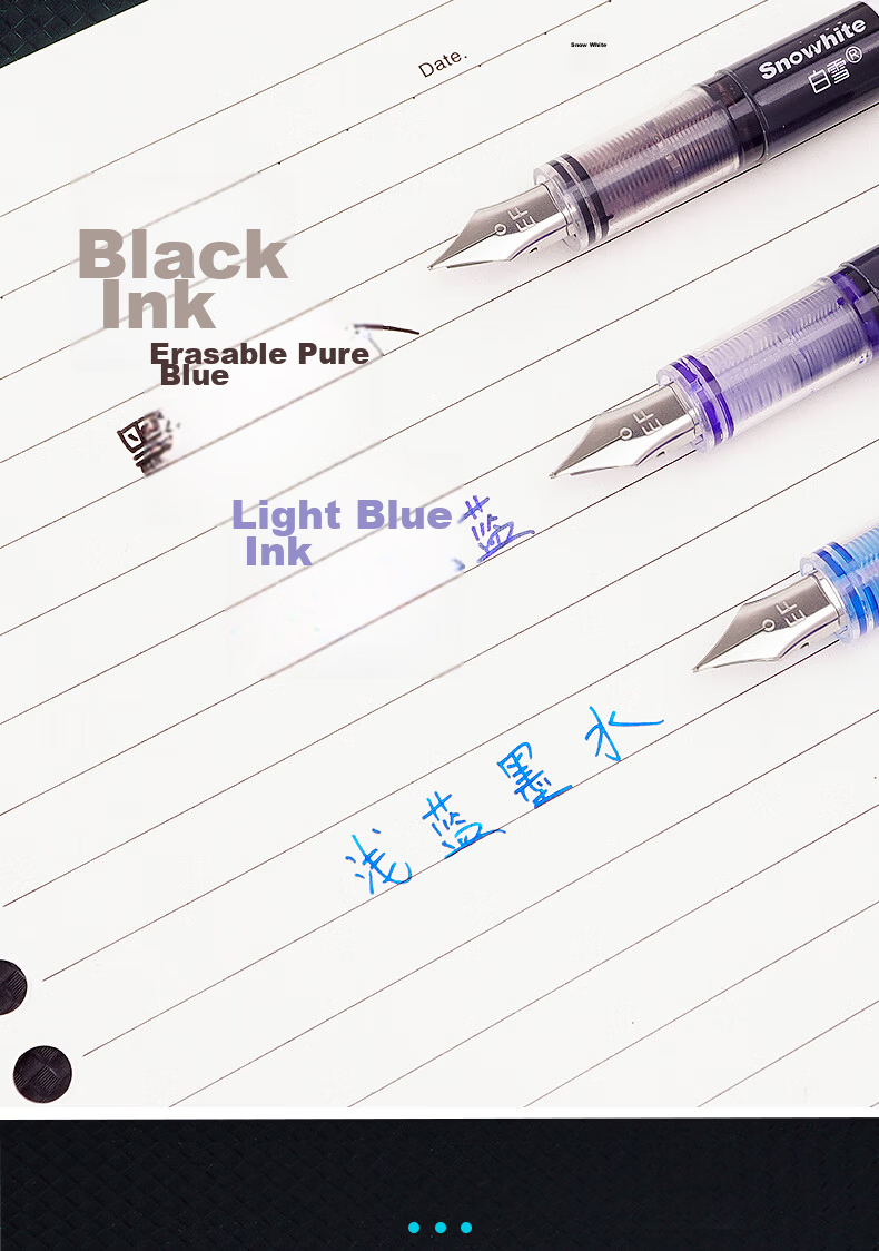 Snowhite Direct-Fill Fountain Pen, Colorful Journaling Pen for Art, Student Handwriting Practice Pen, Disposable Erasable F Nib 0.5mm, Colored 8 Pcs FP20 8