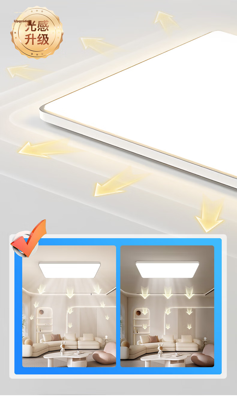 MICOE Full Spectrum Eye Protection Ceiling Light for Living Room, Dining Room, Bedroom - Simple and Elegant Zhongshan Lighting, Moon Viewing Series 10