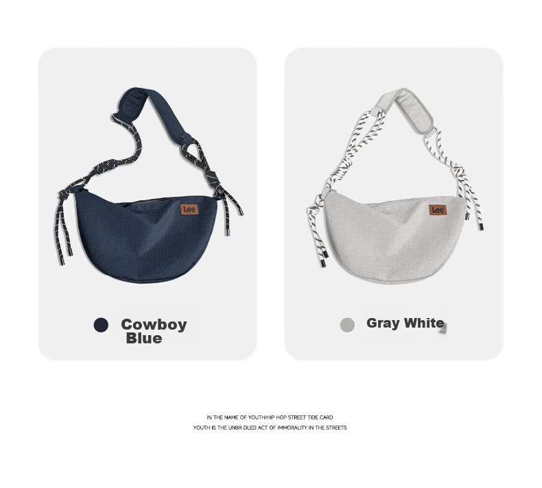 Lee Dumpling Bag Women's Trendy Casual Large Capacity Crossbody Bag Men's Shoulder Bag Outdoor Sports Bag Denim Blue 4