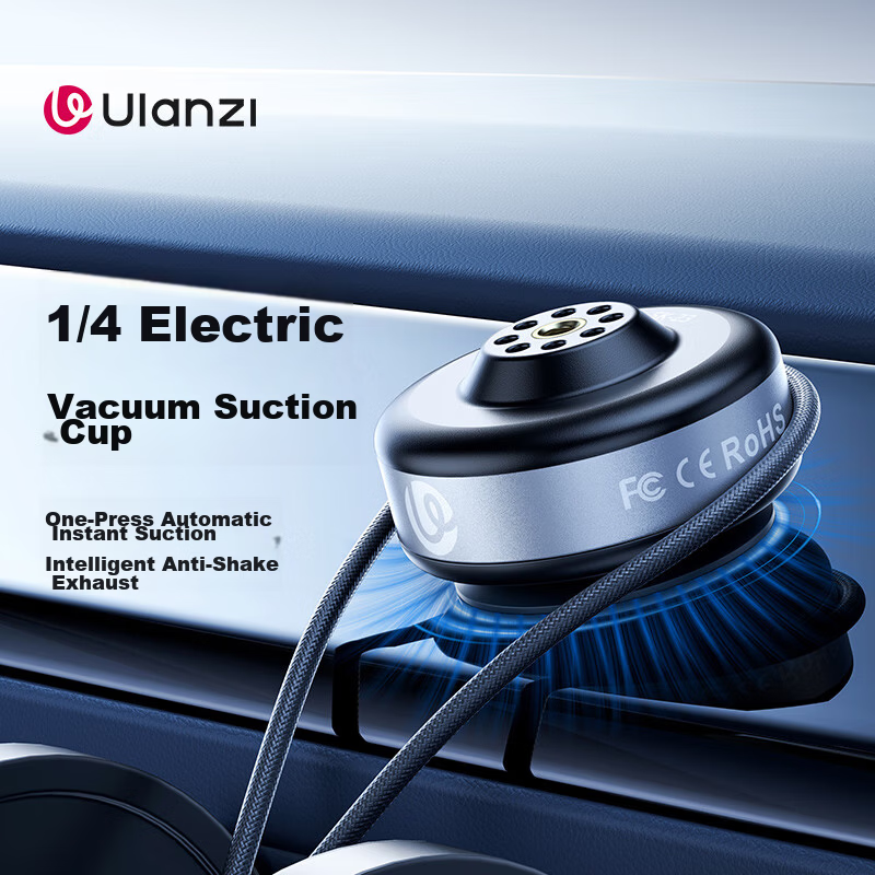 Ulanzi SK-23 Electric Suction Cup Mount for DJI Action 5 Pro/4 Car Glass Shooting GoPro Sports Camera Mobile Phone Vacuum Suction Base