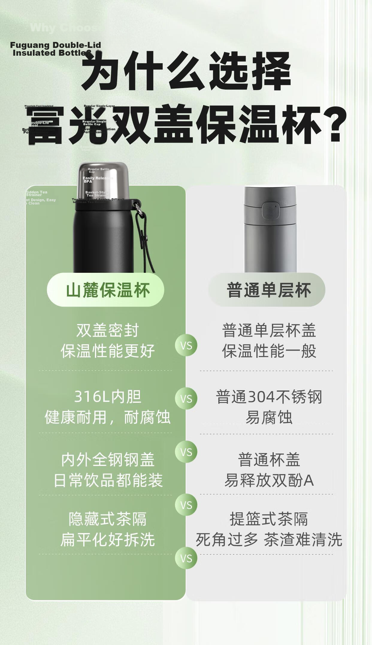 Fuguang Large Capacity 316L Stainless Steel Insulated Water Bottle Student Tea Infuser Thermos Cup JD Exclusive 5