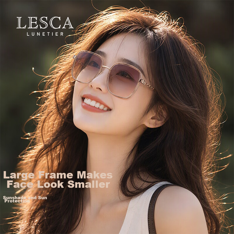 LESCA LUNETIER Large Square Slimming Sunglasses for Women 2026 New Trendy High-End UV Protection Radiation Blocking Eyewear Back to School