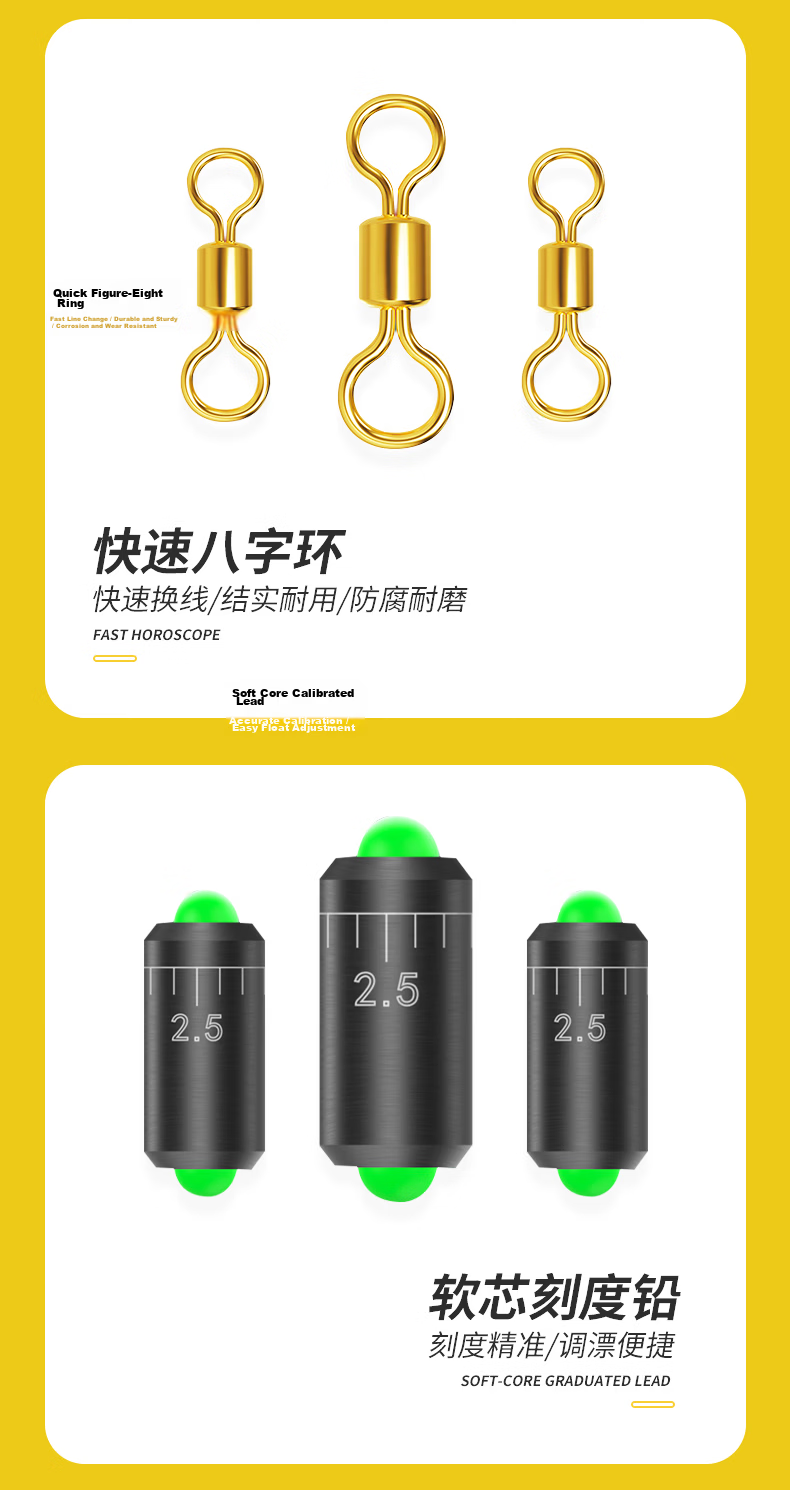 Taiyu Pre-Tied Fishing Line Set with Main Line, Leader Line, And Figure-Eight Ring Combination Kit for Pole Fishing 4
