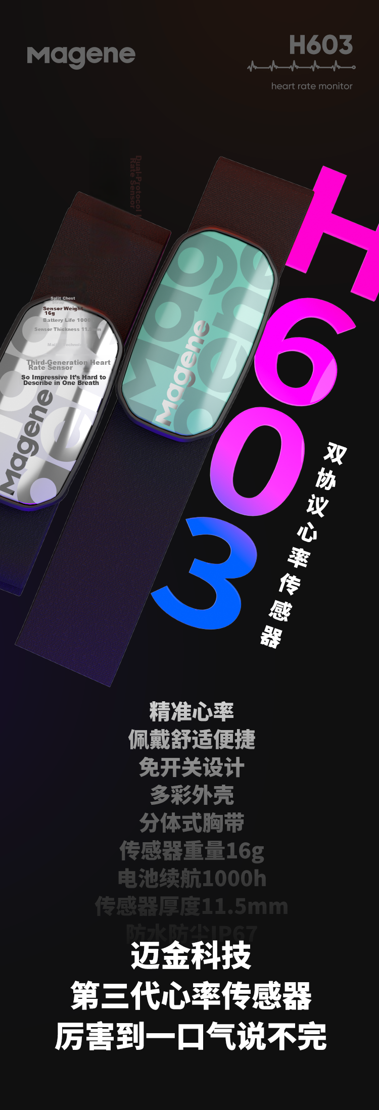 Magene H603 Heart Rate Chest Strap ANT+ Bluetooth Dual Protocol Running Cycling Fitness Monitoring Equipment Accessory 2