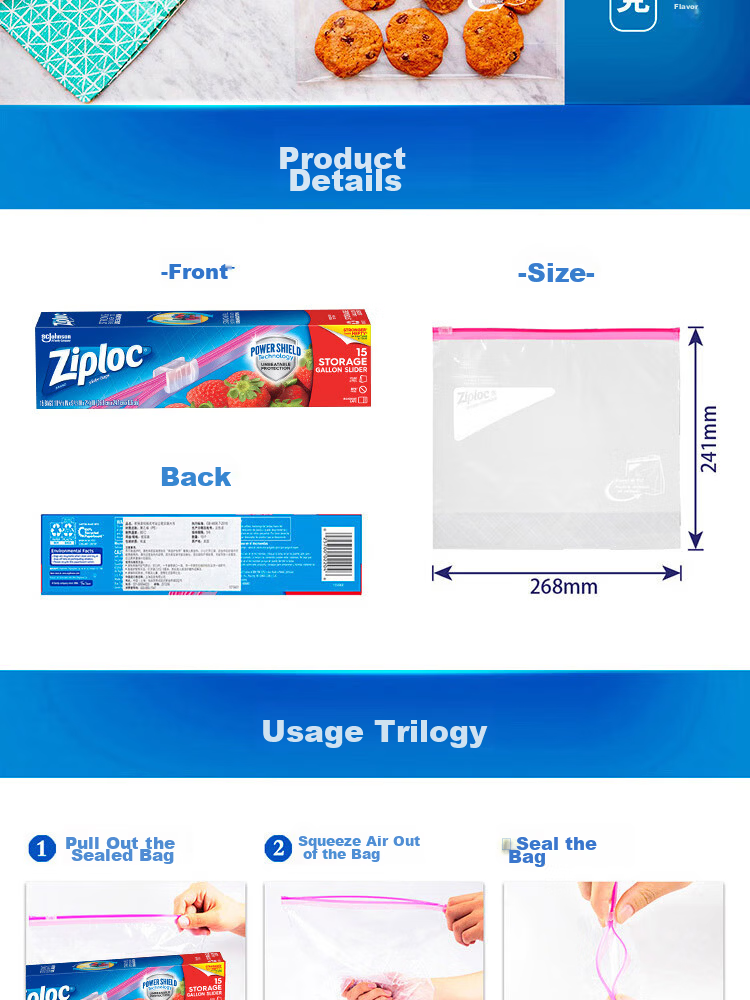 Ziploc Reusable Food Storage Bags, Medium Size, 42 Count, with Zipper, Food-Grade Sealing Bags 10
