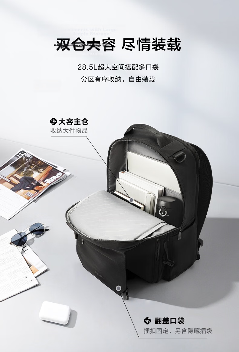 Samsonite Men's Backpack 15.6-inch Laptop Bag Commuter Casual Large Capacity Black NX5*001 Student School Bag 6