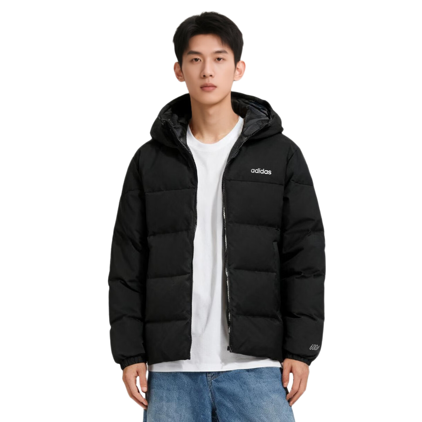 Adidas Men's Windproof Warmth Hotpot Down Jacket Comfortable Casual Sports Hoodie Black L