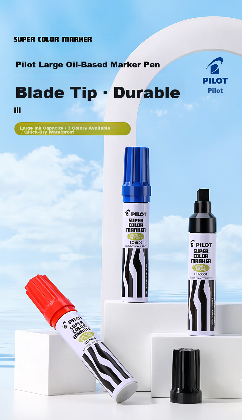 PILOT Oil-Based Marker Large Tip Pen Logistics Box Marker Thick Tip Waterproof Durable Signature Pen Office Construction Supplies SC-6600 Red Large Nib 1