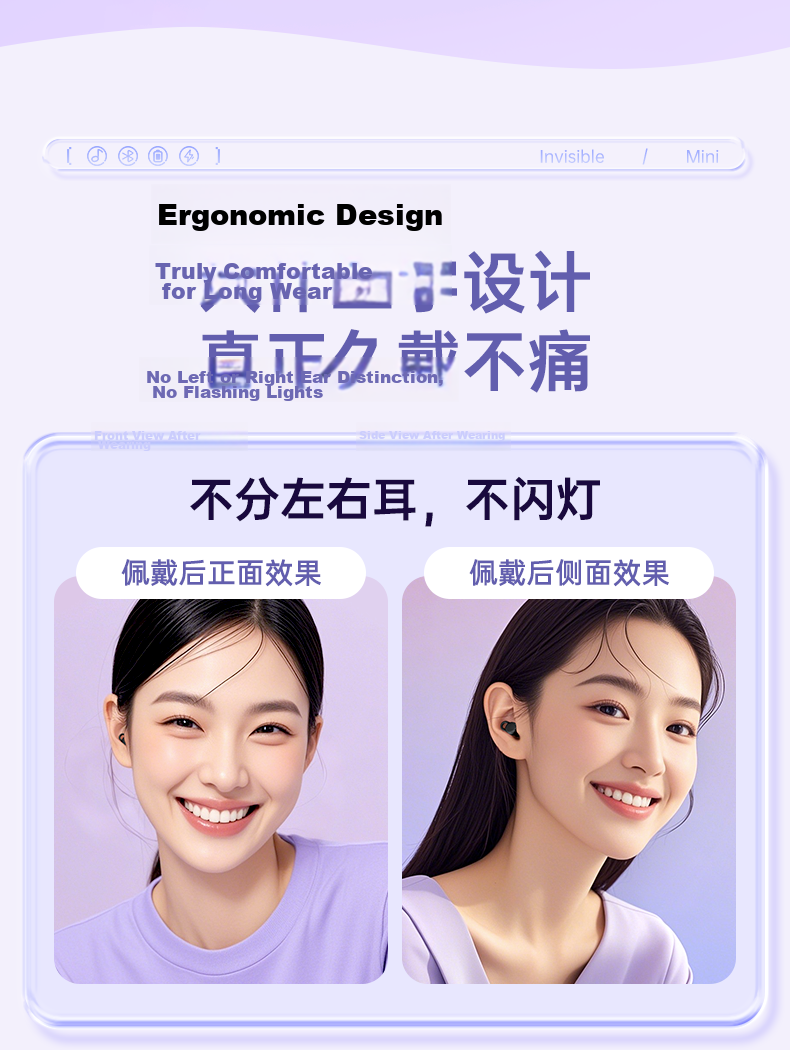 Zhiguozhe [Hot Sale 3 Million+] Bluetooth Earbuds Invisible Mini In-Ear Hidden Design for Women Comfortable Long Wear Invisible to Others 2026 Latest Model Ultra-Long Battery Life Agent Edition 14