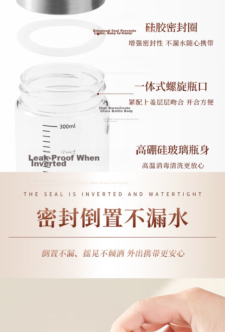 Baijie Glass Herbal Medicine Dispensing Bottle Food-Grade High-Temperature Resistant Sealed Glass Jar Portable Herbal Storage Container Sealed Storage Bottle 5