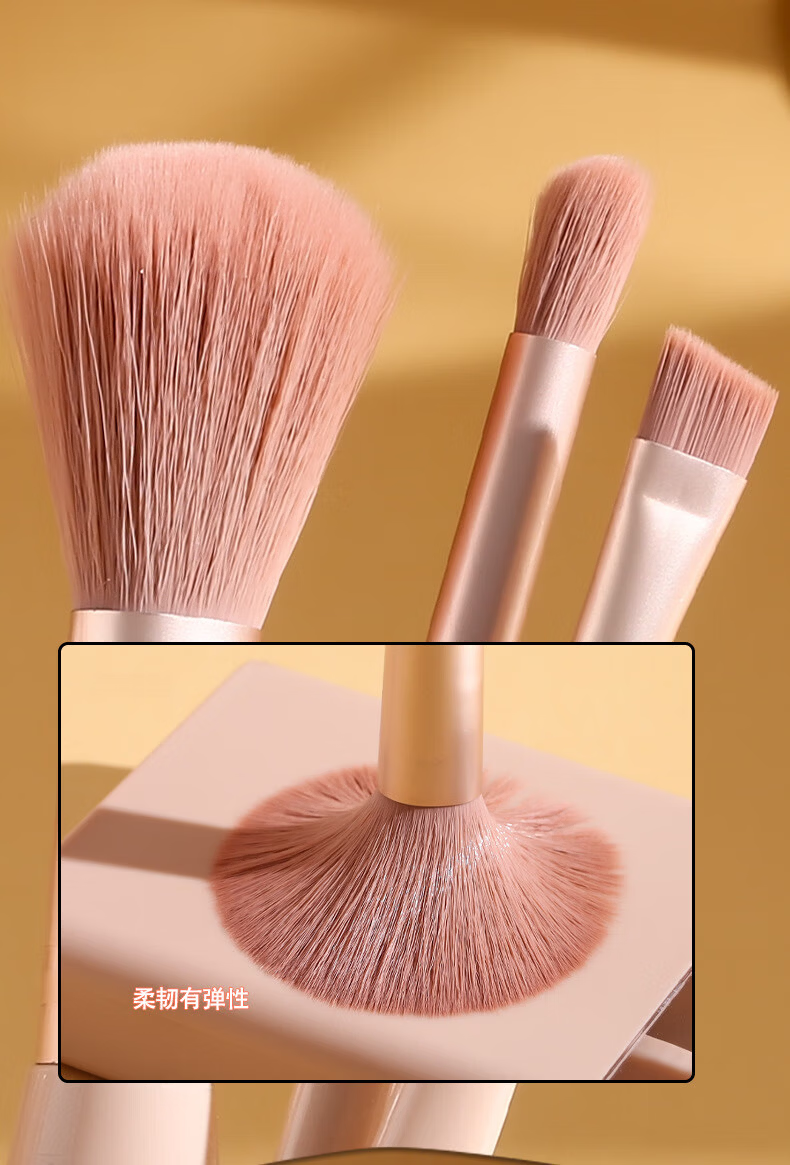 Yushangjiaren 5-Piece Makeup Brush Set, Travel-Friendly, Portable Eyeshadow, Loose Powder, Blush Brush, Makeup Concealer Brush with Mirror, Beauty Tools 4