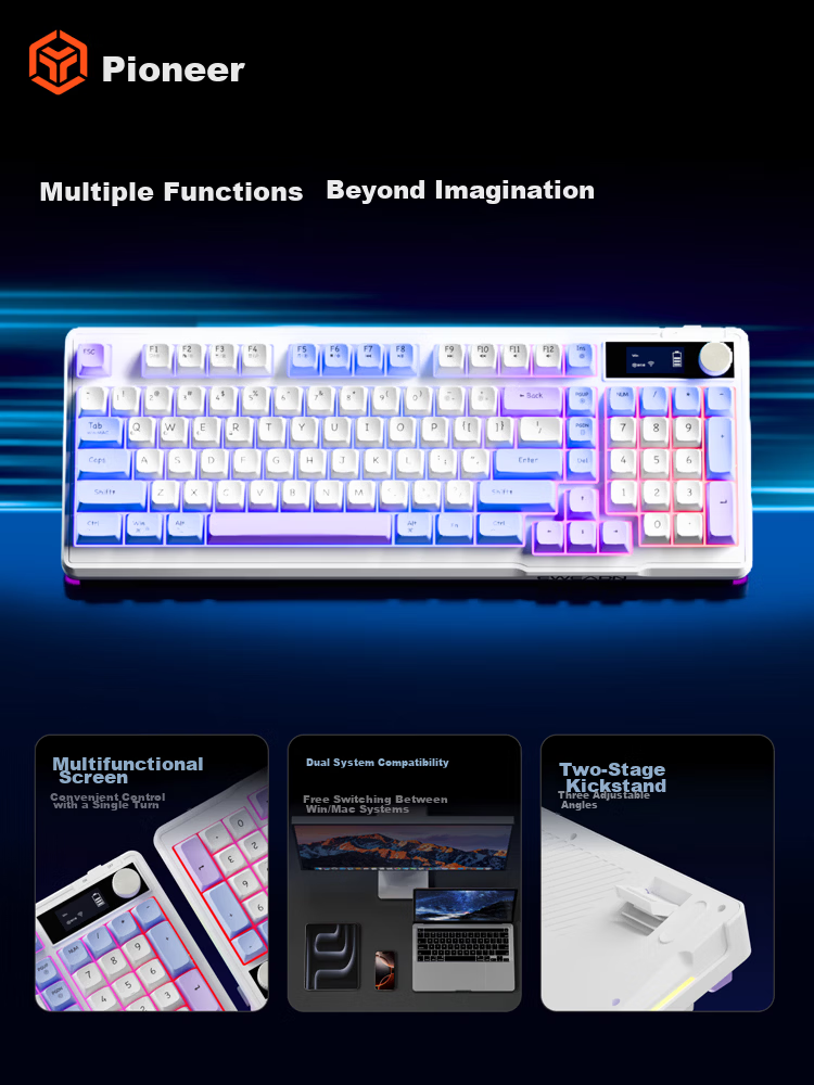 Pioneer V98 Mechanical Feel Keyboard and Mouse Wireless Bluetooth Wired Tri-Mode RGB Silent Gaming Office Laptop Tablet 98-Key Universal Peripheral 2