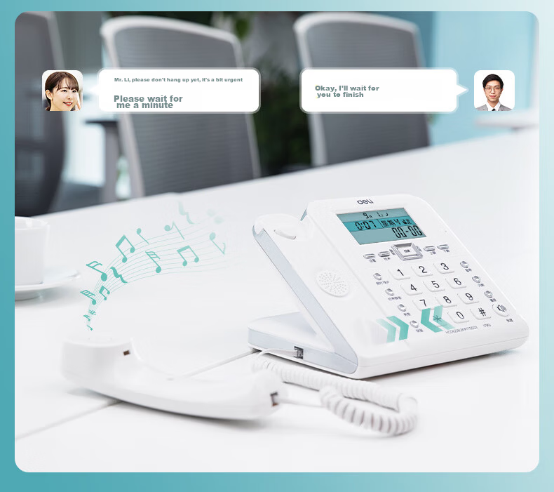 Deli Desk Phone Landline Fixed Telephone Office Home 38° Tilt Caller ID 790 White 20