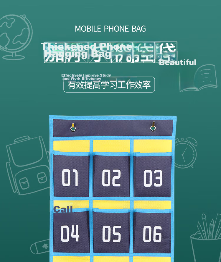 TaTanice Phone Storage Pouch, 36 Compartments, Suitable for Classrooms And Offices, Thickened Non-Woven Fabric, Hooks Included 1