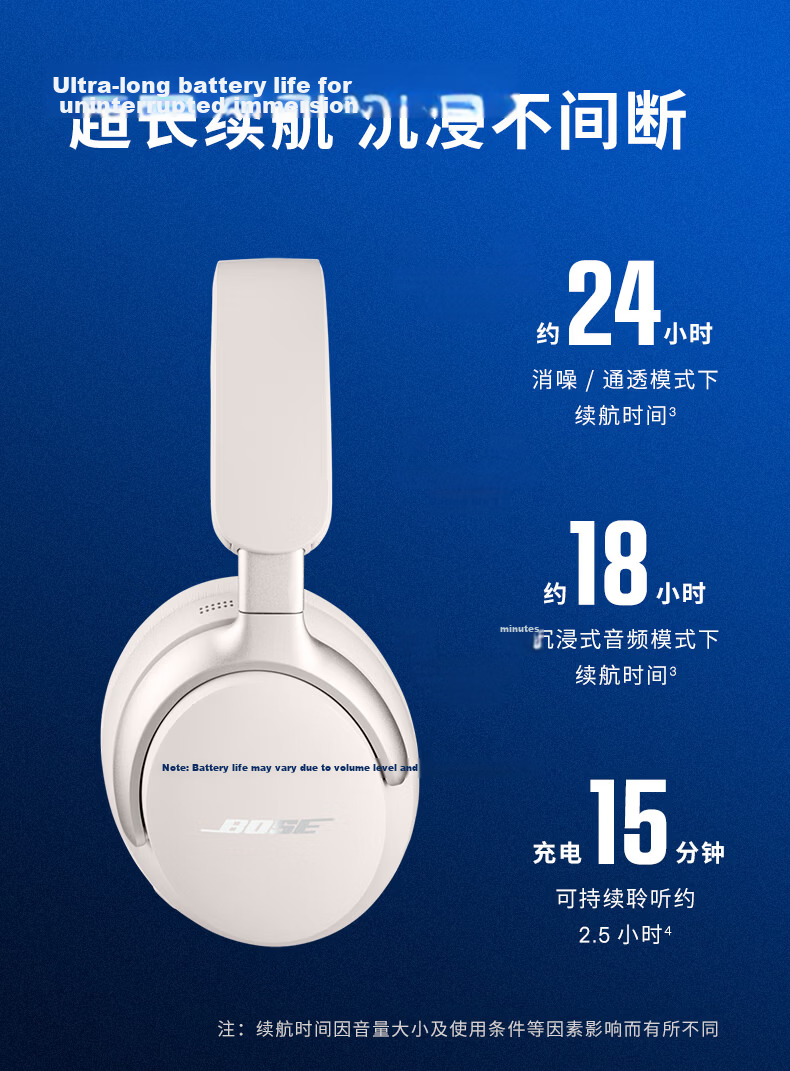 BOSE QC Noise Cancelling Headphones Ultra - Misty White, Over-Ear Noise-Cancelling Wireless Bluetooth Sports Earphones, Active Noise Cancellation Compatible with Huawei And Apple Headphones, Mid-Autumn Festival Gift 7
