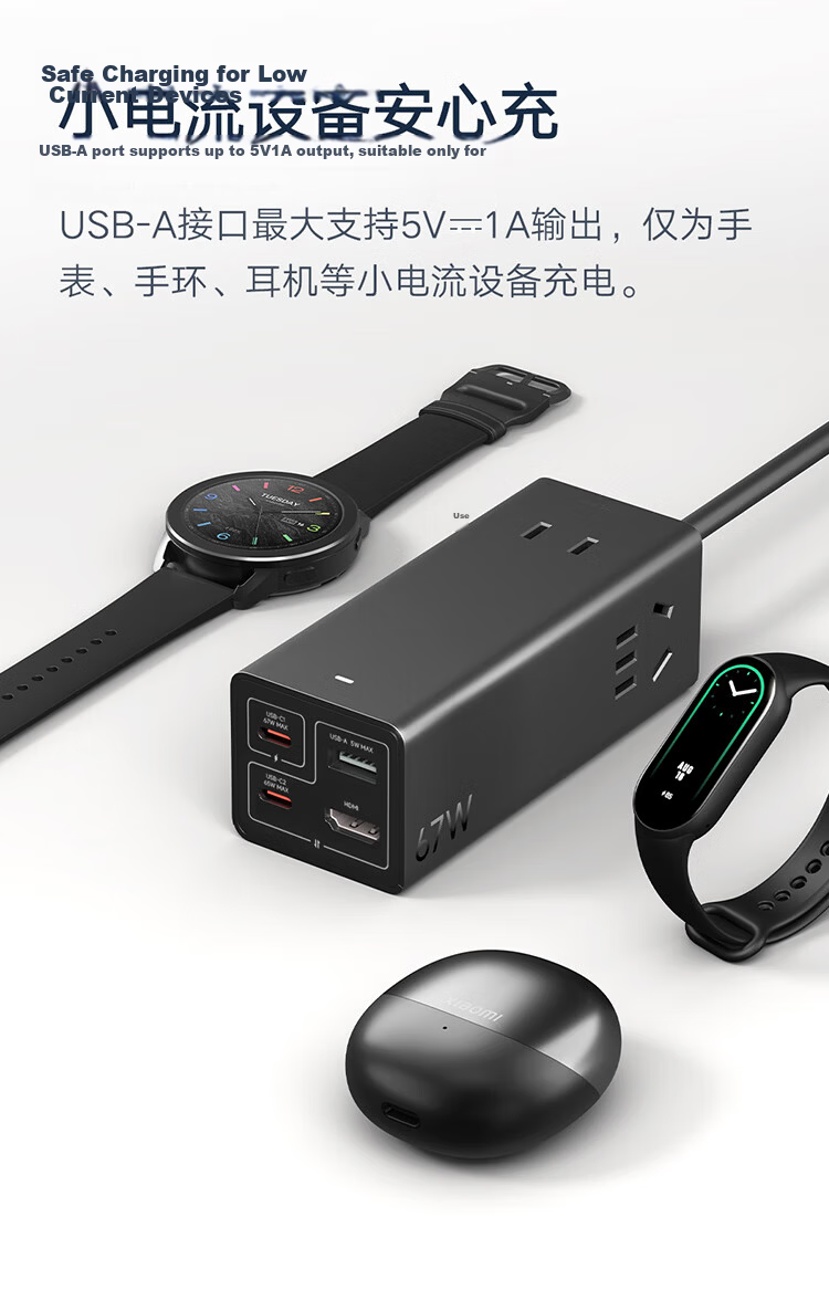 MI 140W GaN Desktop Charging Station Power Strip Type-C Multi-Port Fast Charger PD3.1 140W Max Fast Charge for Apple Xiaomi Surge Quick Charge Laptop 6