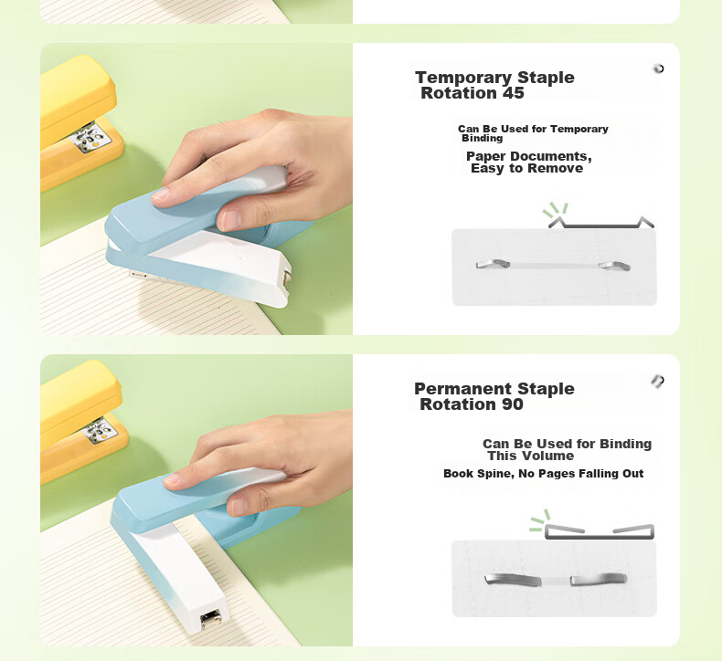 Deli 20-Page Fashionable Rotating Stapler/Stapler, Student Homework Notebook with Center Binding, Compatible with 24/6 Staples, School Supplies, TA304 Gree 7