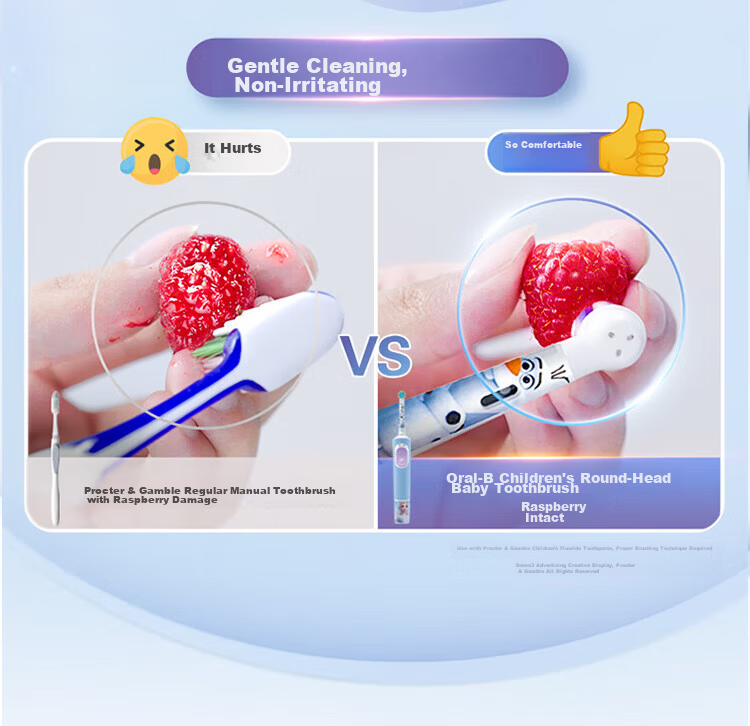 Oral-B Electric Toothbrush D103K Children's Milk Teeth Brush Frozen Brush Head*1 Daily Cleaning And Dental Care (Brush Head Pattern Random) Gift for Kids 6