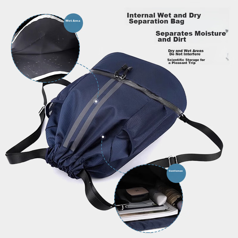 VICTORIATOURIST Sports Bag for Men Wet and Dry Separation Swimming Bag Basketball Bag Football Backpack Training Fitness Drawstring Shoulder Backpack 9