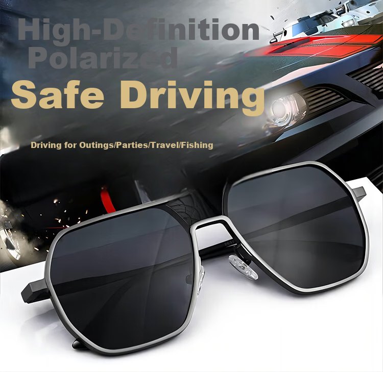 LESCA LUNETIER New High-End Men's Square Sunglasses, Polarized Sunglasses, UV Protection, Driving Glasses, Driver's Photochromic Lenses 1
