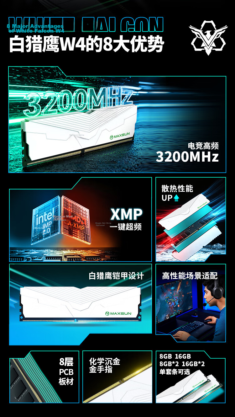 MAXSUN 8GB DDR4 3200 Desktop RAM Standard Series AI Computer Accessories 2