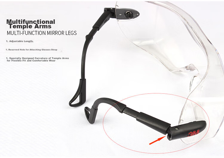 3M Protective Goggles, Dust And Fume Resistant, UV Protection, Safety Glasses, Impact-Resistant, Splash-Proof, for Factory And Laboratory Use, Clear Lenses, Suitable for Nearsightedness, 12308 7