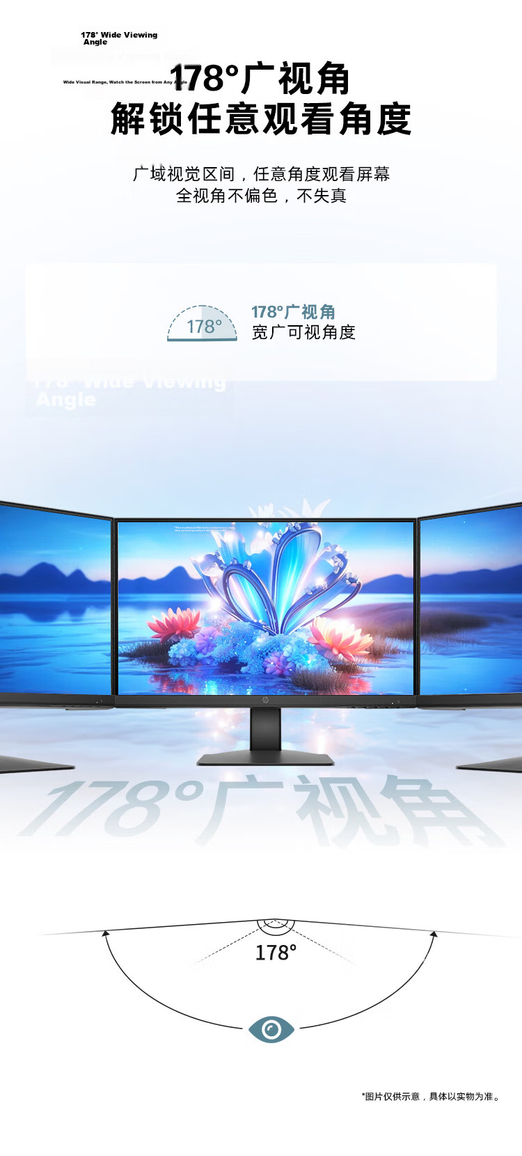 HP 322pe 21.5-inch Monitor 100Hz 8Bit Color Depth IPS Full HD Ultra-thin Bezel Low Blue Light Flicker-Free Office Display 5