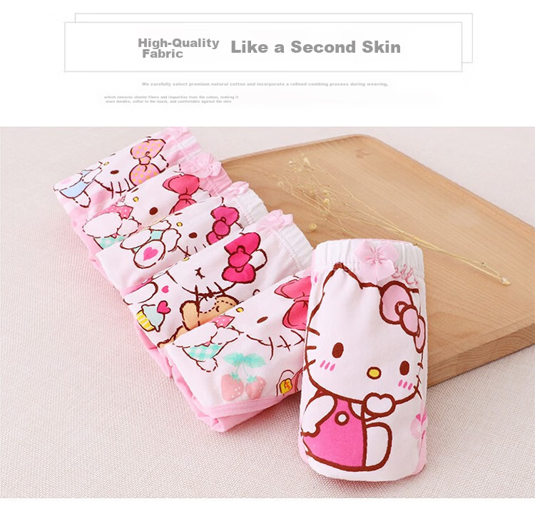 Hello Kitty Girls' Underwear, Children's Panties for Little Girls, 5-Pack Triangle Briefs Shorts, KTN255 Floral Pattern, Size 140-XL 4