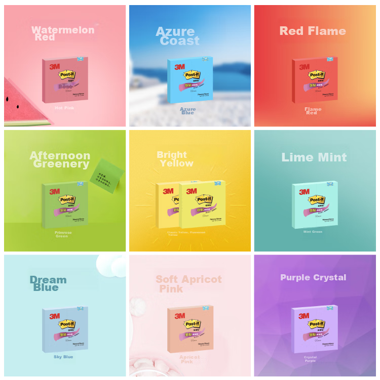 3M Sticky Notes Memo Pads Office Supplies Strong Adhesive 654S-6SP 6-Pack Multicolor Set 5