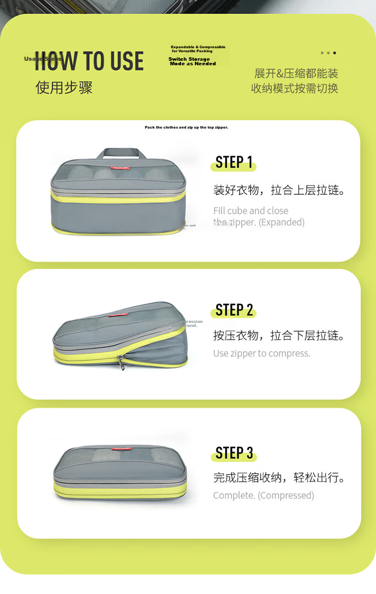 Pack All Travel Clothing Compression Storage Bag, Luggage Organizer, Suitcase Clothing Organizer Storage Bag, Storage Kit, Orange 3