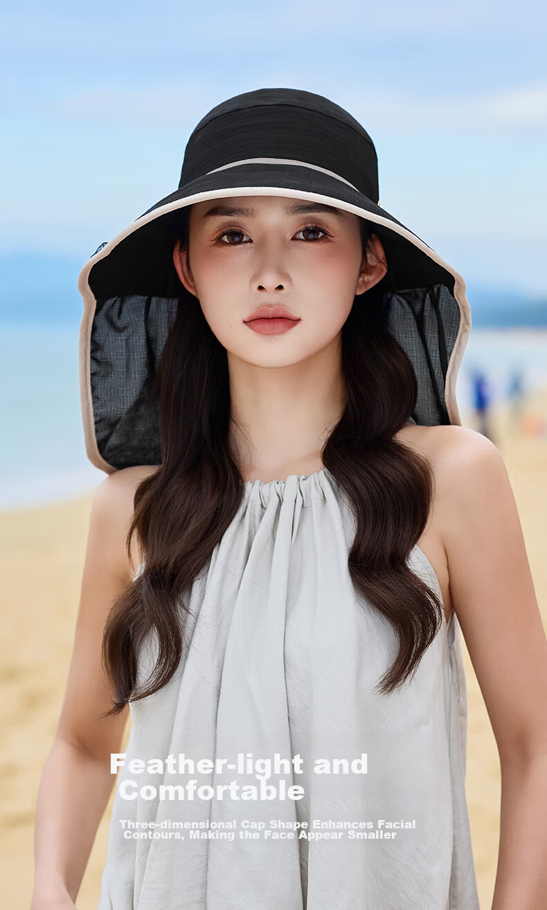 TUCANO Sun Protection Hat for Women, Detachable Visor Hat with Neck Guard, Outdoor Face-Covering UV-Resistant Hat for Summer Tea Picking 6