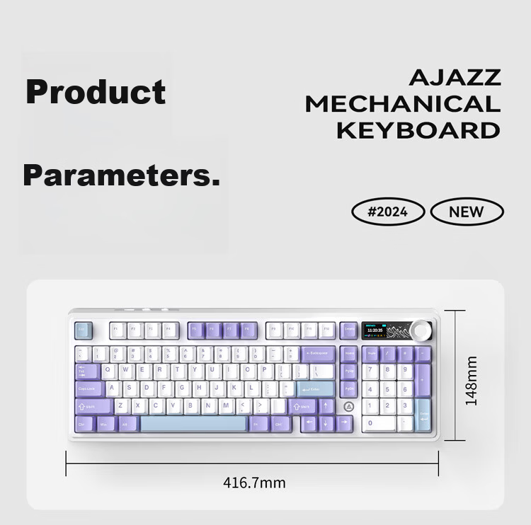 AJAZZ AK980V2 Tri-Mode Wireless Mechanical Keyboard RGB Lighting 8000mAh Battery Gasket Full-Key Hot-Swappable 101-Key 2U0 Original Black Gray Yellow Rabbit Sunflower Switch 13