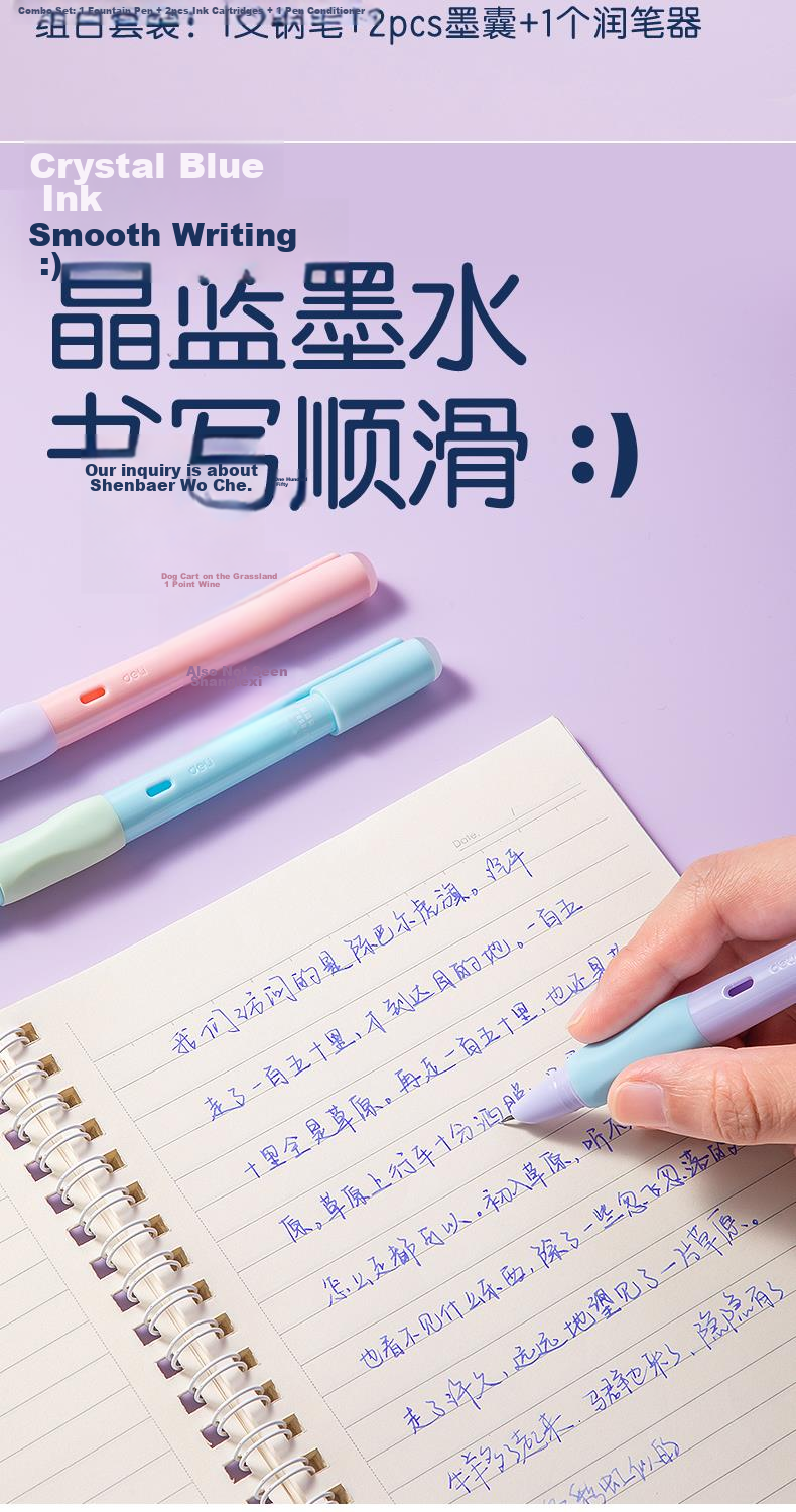 Deli Erasable Thermal Student Posture Correction Fountain Pen, Erasable Mistakes without Leaving Marks, Children's Beginner Handwriting Practice Posture Correction Fountain Pen (1 Pen with 2 Erasable Crystal Blue Ink Cartridges And 1 Pen Filler), SF542 3