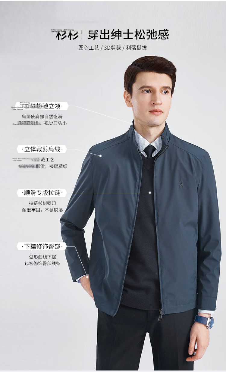 FIRS [Triple-Protection Fabric] Men's Jacket, Business Casual Commuter Stand-Collar Outerwear for Young And Middle-Aged Men, Fall 2026 Collectio 7