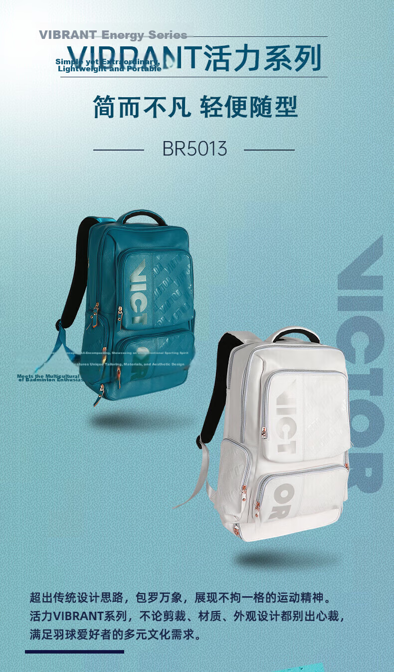 VICTOR Badminton Bag with Separate Shoe Compartment And Racket Divider Series Rectangular Backpack BR5013 A (White) 1