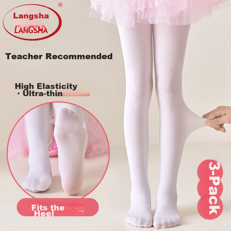 Langsha Children's Tights 3-Pack Girls' Thin Versatile Dance Stockings Student Ballet Baby Socks