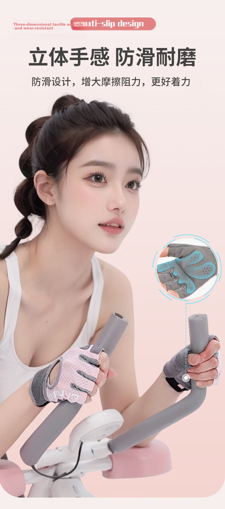 Li-Ning Women's Fitness Gloves Half-Finger Cycling Sports Dumbbell Anti-Slip Breathable Durable Training Equipment Callus Protection 6